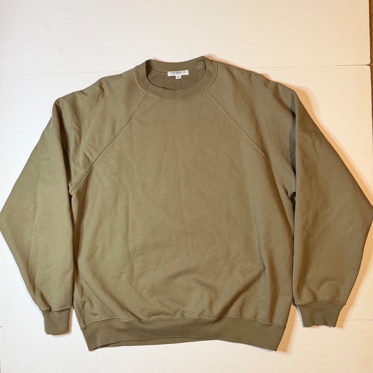 Lady White Co 44 Raglan Crewneck Sweatshirt Mens Large Olive Green Made In Usa